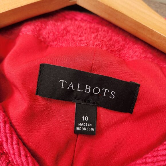 Talbots Berkshire Crop Button Jacket Wool Blend Womens 10 Holly Berry Classic - Picture 9 of 12